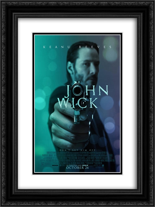 John Wick 18x24 Black Ornate Wood Framed Movie Poster with Double Matting