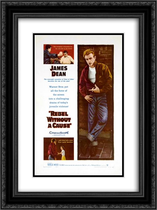 Rebel Without a Cause 18x24 Black Ornate Wood Framed Movie Poster with Double Matting