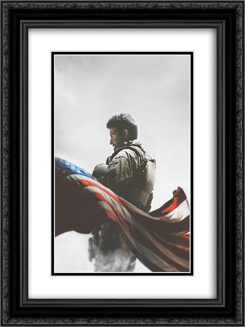 American Sniper 18x24 Black Ornate Wood Framed Movie Poster with Double Matting