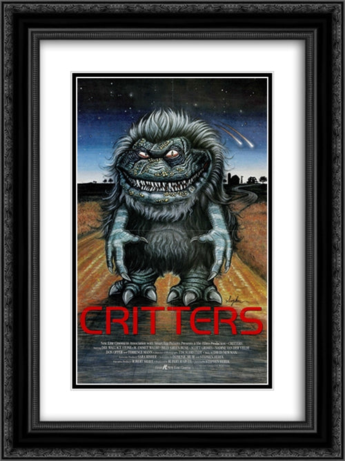Critters 18x24 Black Ornate Wood Framed Movie Poster with Double Matting