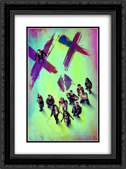 Suicide Squad 18x24 Black Ornate Wood Framed Movie Poster with Double Matting