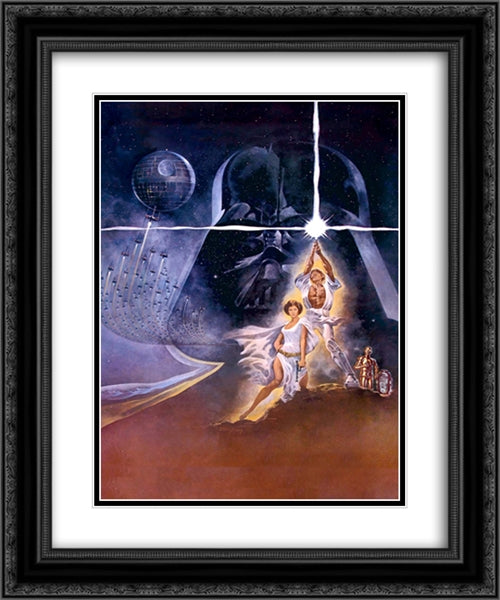 Star Wars A New Hope 20x24 Black Ornate Wood Framed Movie Poster with Double Matting