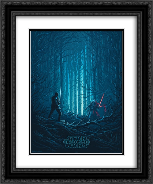 Star Wars The Force Awakens 20x24 Black Ornate Wood Framed Movie Poster with Double Matting