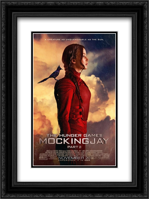 The Hunger Games Mockingjay 2 18x24 Black Ornate Wood Framed Movie Poster with Double Matting
