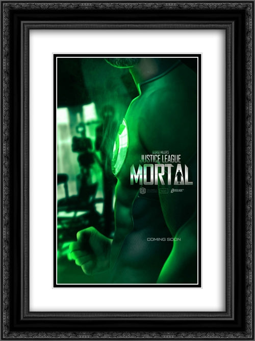 Justice League Mortal 18x24 Black Ornate Wood Framed Movie Poster with Double Matting