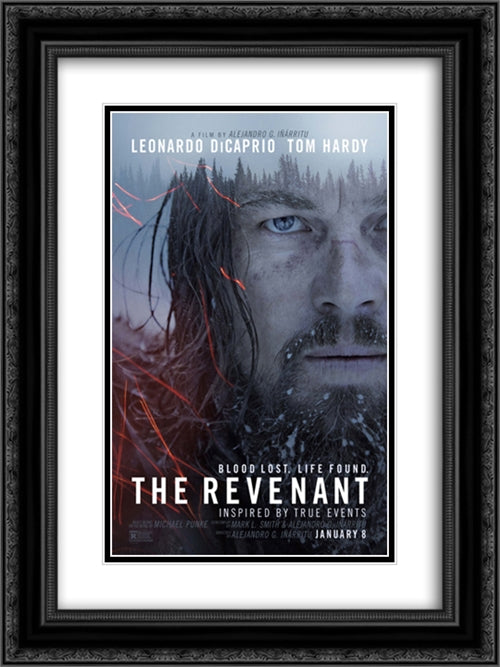 The Revenant 18x24 Black Ornate Wood Framed Movie Poster with Double Matting