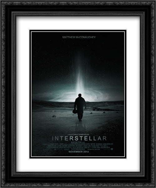 Interstellar 20x24 Black Ornate Wood Framed Movie Poster with Double Matting