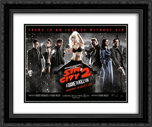Sin City 2 24x20 Black Ornate Wood Framed Movie Poster with Double Matting