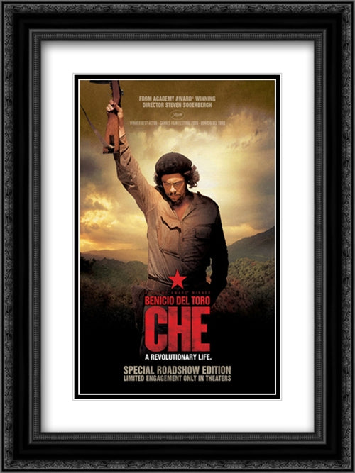 Che 18x24 Black Ornate Wood Framed Movie Poster with Double Matting