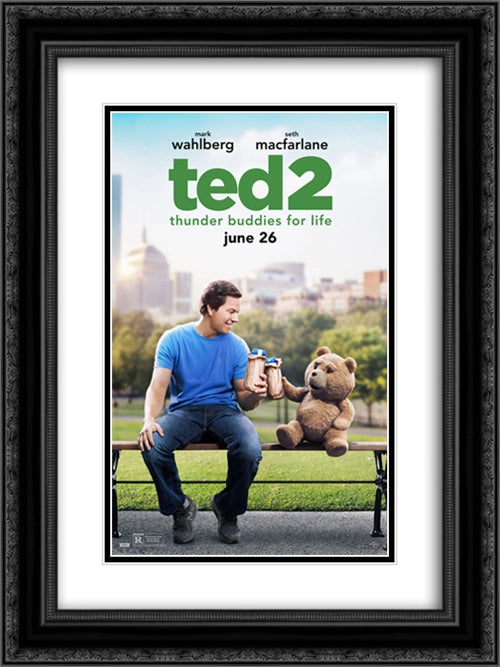Ted 2 18x24 Black Ornate Wood Framed Movie Poster with Double Matting
