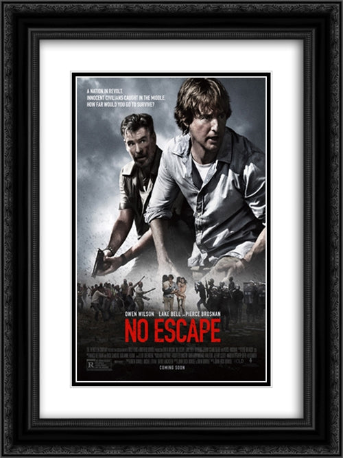 No Escape 18x24 Black Ornate Wood Framed Movie Poster with Double Matting