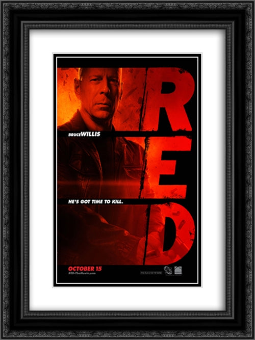 Red 18x24 Black Ornate Wood Framed Movie Poster with Double Matting