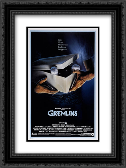 Gremlins 18x24 Black Ornate Wood Framed Movie Poster with Double Matting