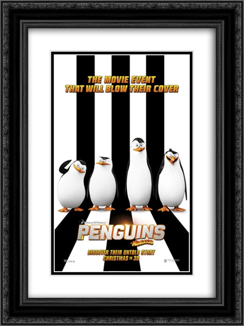 Penguins 18x24 Black Ornate Wood Framed Movie Poster with Double Matting