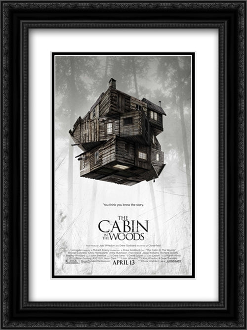 The Cabin in the Woods 18x24 Black Ornate Wood Framed Movie Poster with Double Matting