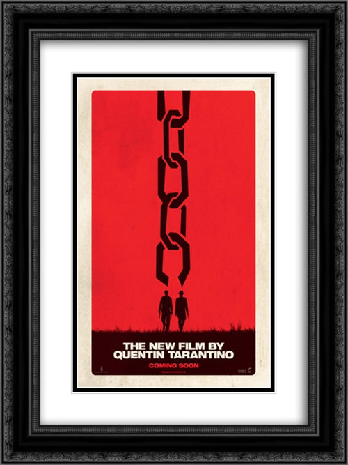 Django Unchained 18x24 Black Ornate Wood Framed Movie Poster with Double Matting