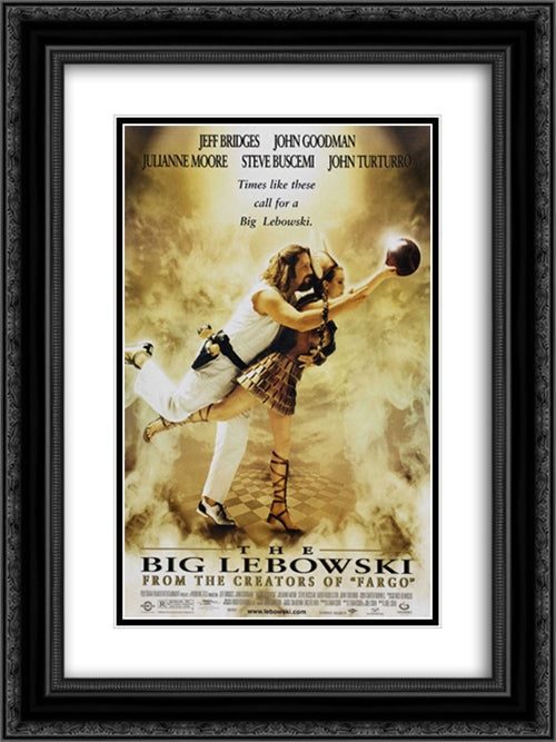 The Big Lebowski 18x24 Black Ornate Wood Framed Movie Poster with Double Matting