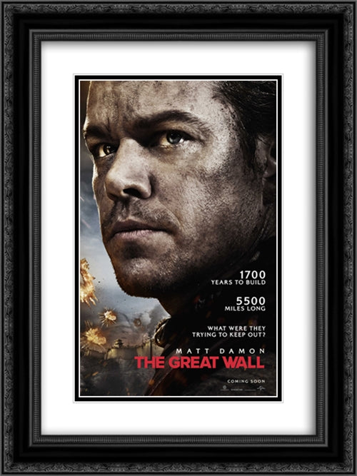 The Great Wall 18x24 Black Ornate Wood Framed Movie Poster with Double Matting