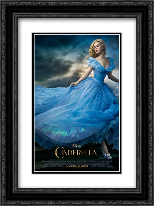 Cinderella 18x24 Black Ornate Wood Framed Movie Poster with Double Matting