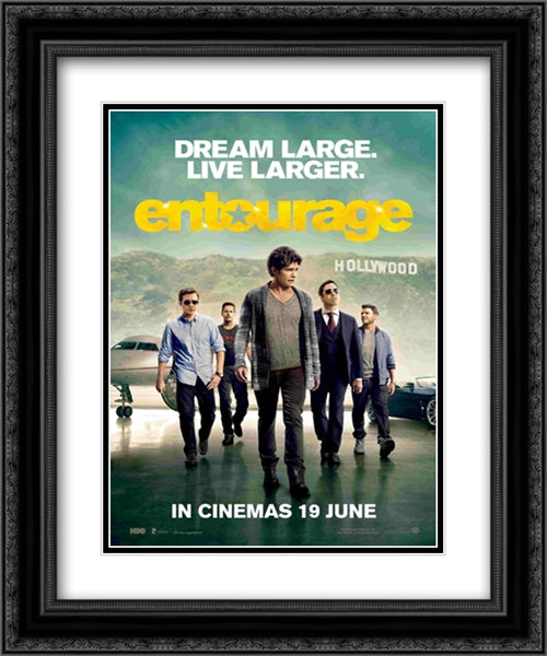 Entourage 20x24 Black Ornate Wood Framed Movie Poster with Double Matting