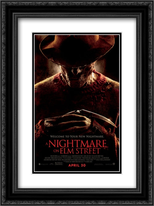 Nightmare on Elm Street 18x24 Black Ornate Wood Framed Movie Poster with Double Matting