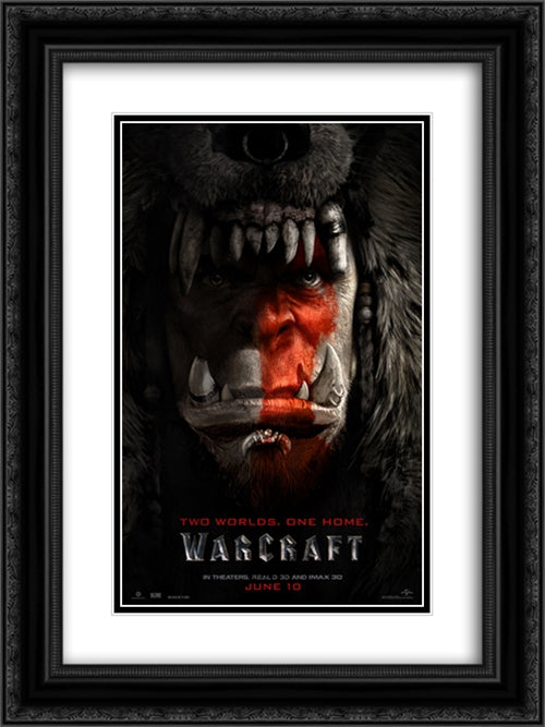 Warcraft 18x24 Black Ornate Wood Framed Movie Poster with Double Matting