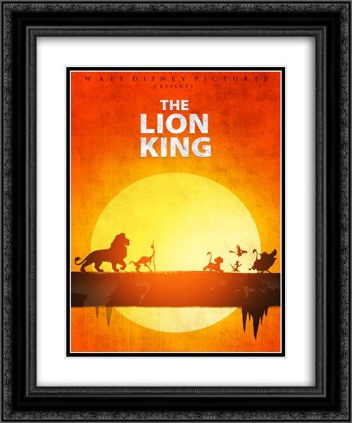 The Lion King 20x24 Black Ornate Wood Framed Movie Poster with Double Matting