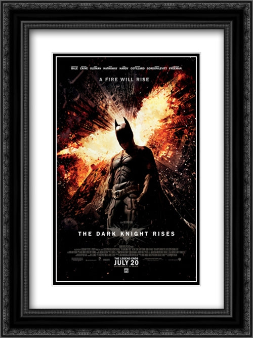 Batman The Dark Night Rises 18x24 Black Ornate Wood Framed Movie Poster with Double Matting