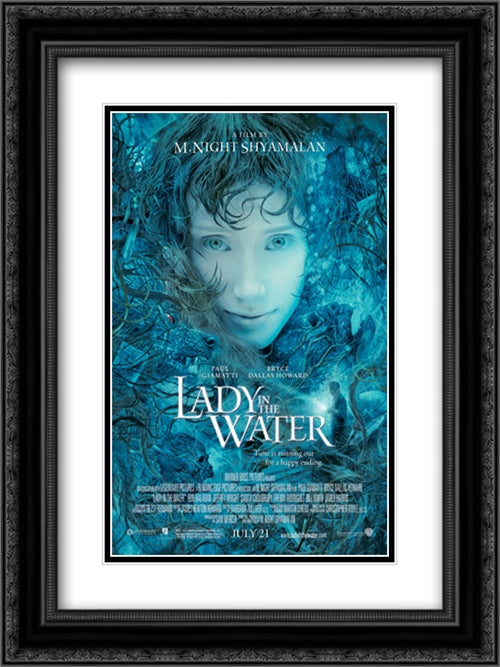Lady in the Water 18x24 Black Ornate Wood Framed Movie Poster with Double Matting