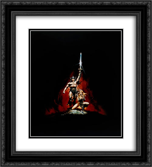 Conan the Barbarian 20x22 Black Ornate Wood Framed Movie Poster with Double Matting