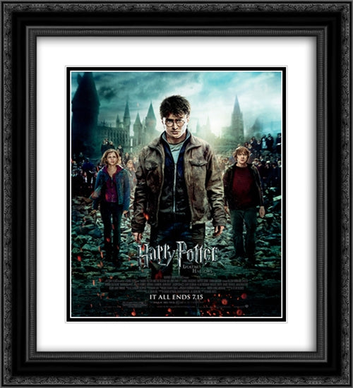 Harry Potter and the Deathly Hallows II 20x22 Black Ornate Wood Framed Movie Poster with Double Matting