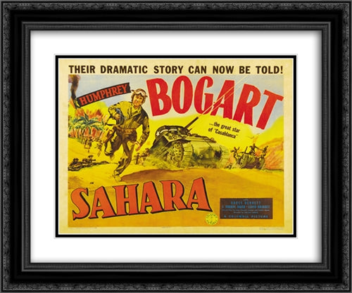 Sahara 24x20 Black Ornate Wood Framed Movie Poster with Double Matting