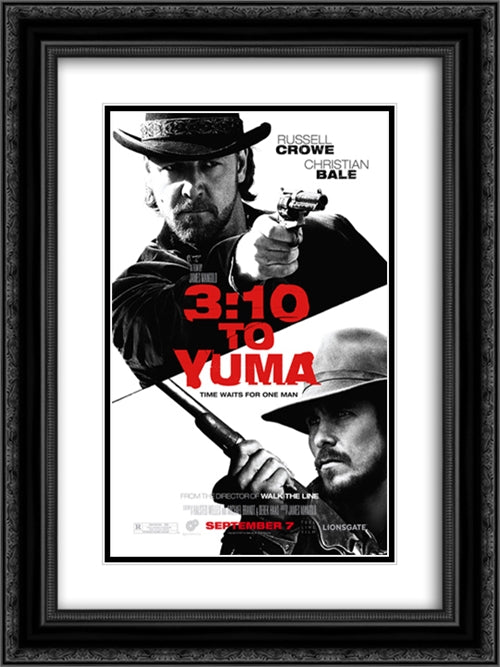 3:10 to Yuma 18x24 Black Ornate Wood Framed Movie Poster with Double Matting