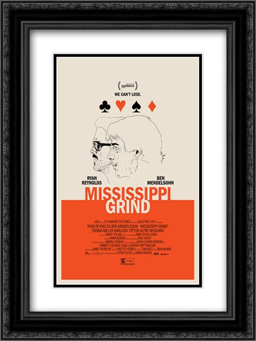 Mississippi Grind 18x24 Black Ornate Wood Framed Movie Poster with Double Matting