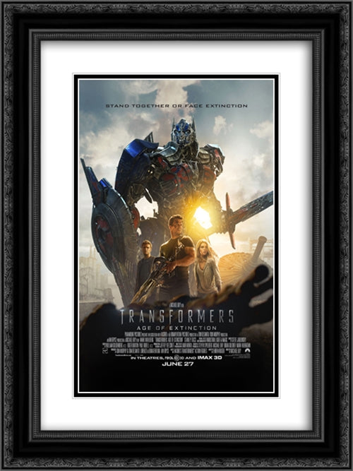 Transformers Age of Extinction 18x24 Black Ornate Wood Framed Movie Poster with Double Matting
