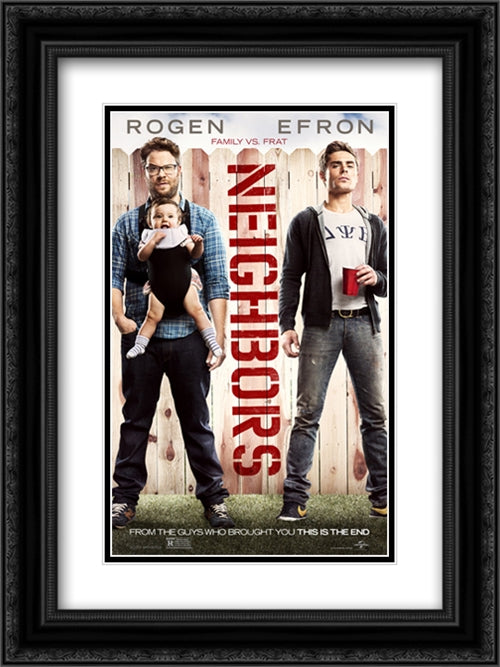 Neighbors 18x24 Black Ornate Wood Framed Movie Poster with Double Matting