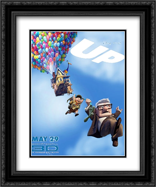 Up 20x24 Black Ornate Wood Framed Movie Poster with Double Matting