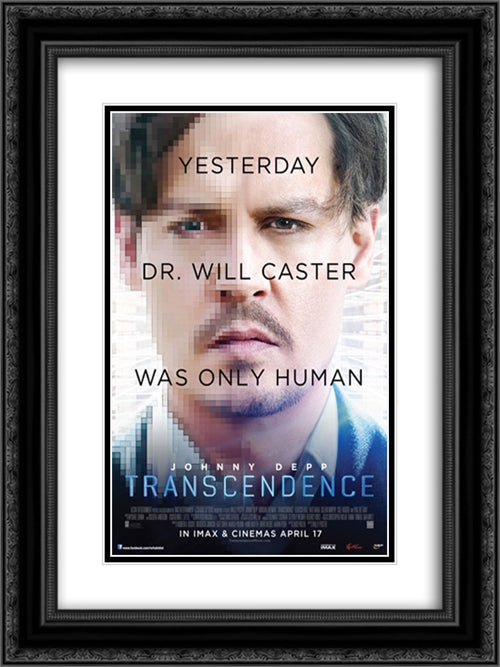 Transcendence 18x24 Black Ornate Wood Framed Movie Poster with Double Matting