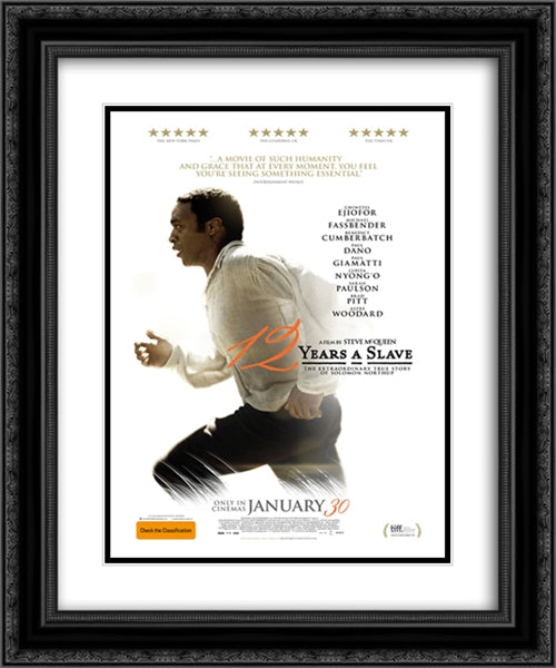 12 Years a Slave 20x24 Black Ornate Wood Framed Movie Poster with Double Matting