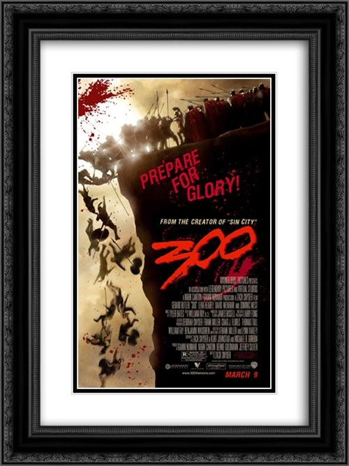 300 18x24 Black Ornate Wood Framed Movie Poster with Double Matting
