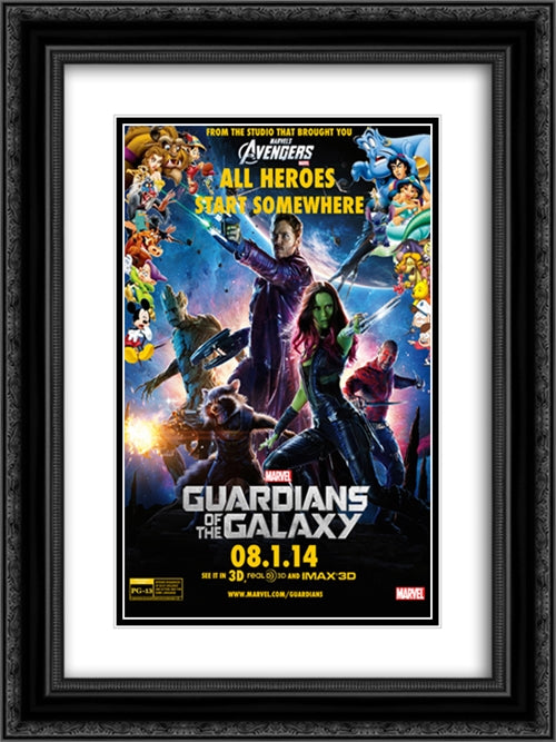 Guardians of the Galaxy 18x24 Black Ornate Wood Framed Movie Poster with Double Matting