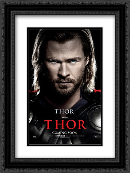 Thor 18x24 Black Ornate Wood Framed Movie Poster with Double Matting