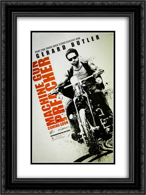 Machine Gun Preacher 18x24 Black Ornate Wood Framed Movie Poster with Double Matting