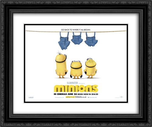 Minions 24x20 Black Ornate Wood Framed Movie Poster with Double Matting