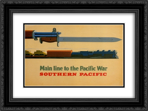 Main Line to the Pacific War 24x18 Black Ornate Wood Framed Movie Poster with Double Matting