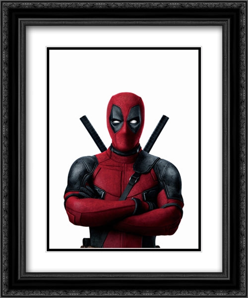 Deadpool 20x24 Black Ornate Wood Framed Movie Poster with Double Matting