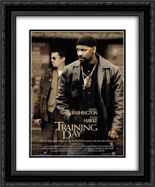Training Day 20x24 Black Ornate Wood Framed Movie Poster with Double Matting