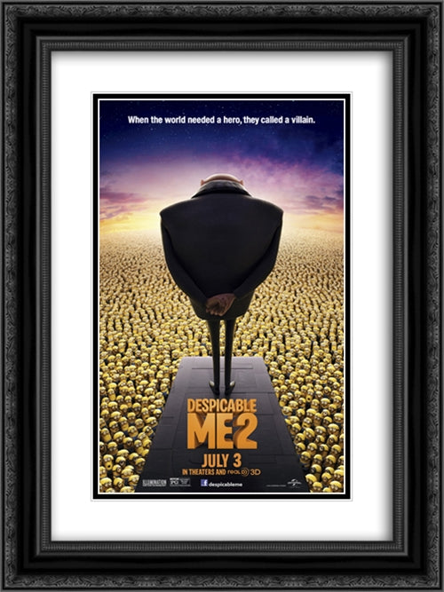 Despicable Me 2 18x24 Black Ornate Wood Framed Movie Poster with Double Matting