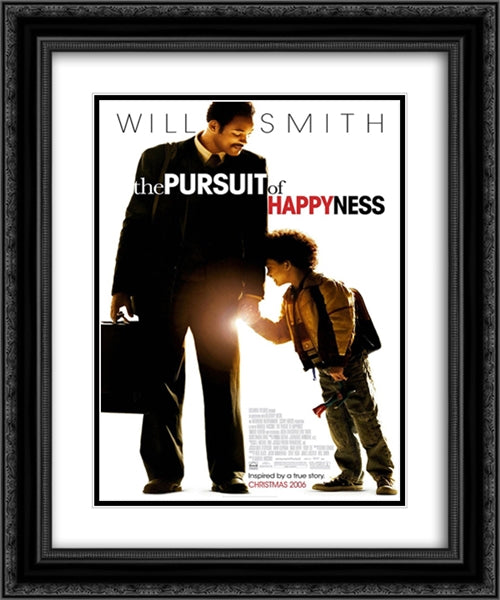 The Pursuit of Happyness 20x24 Black Ornate Wood Framed Movie Poster with Double Matting