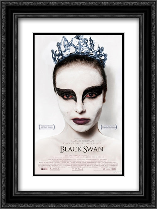 Black Swan 18x24 Black Ornate Wood Framed Movie Poster with Double Matting